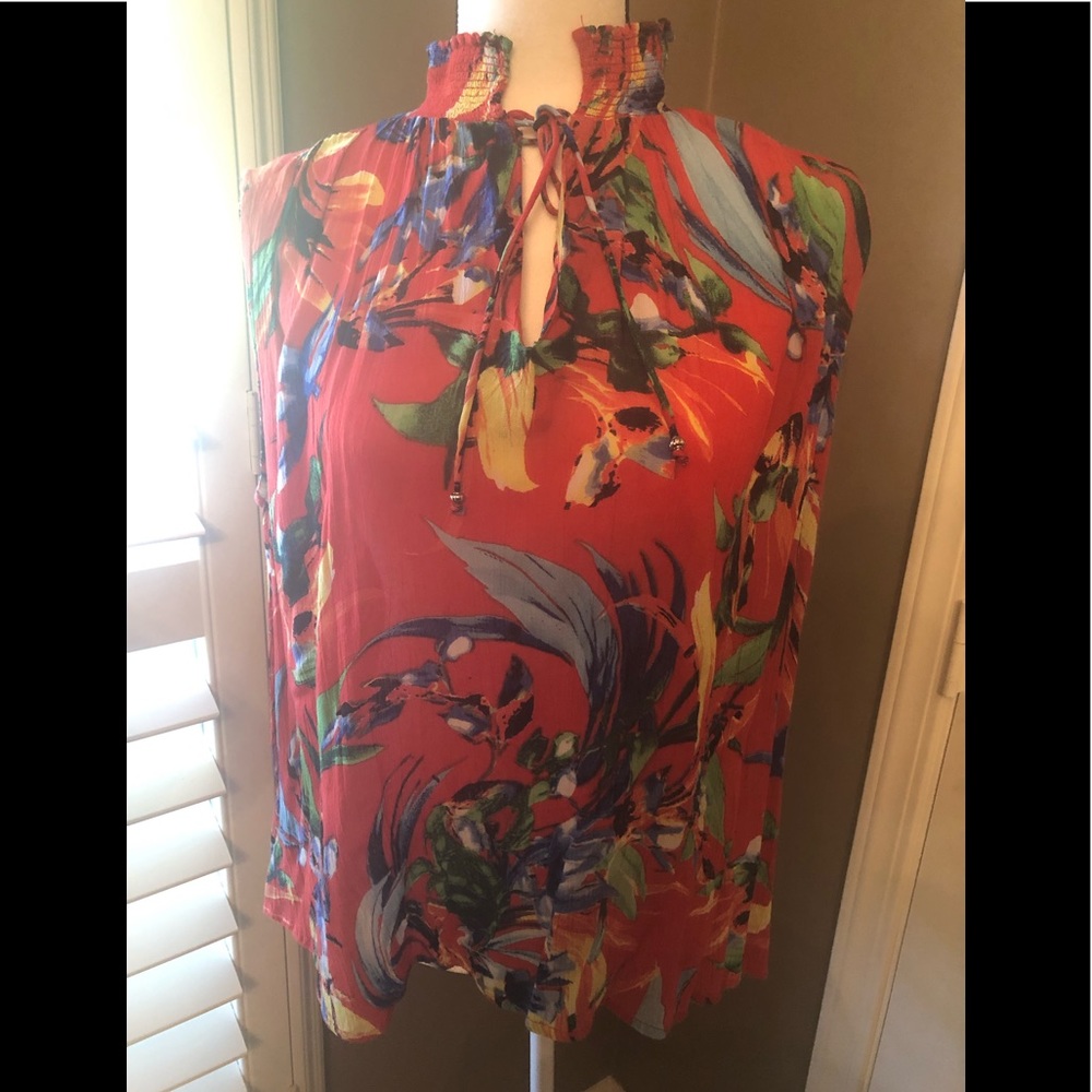 Multi Color Floral Blouse by Life Style-Size Large